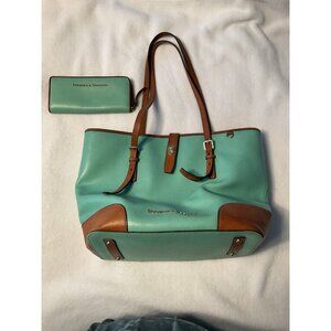Dooney & Bourke Large Mint Green Claremont Leather Tote Bag & Wallet